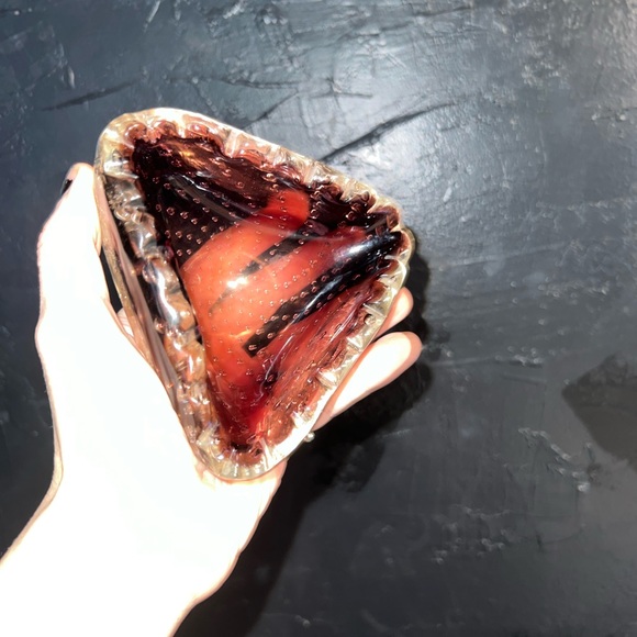 Vintage Armando Jacobino Kumela Triangular Glass Bowl Bubbles Amethyst - Picture 6 of 12